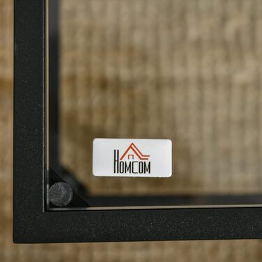 Журнальний столик HOMCOM з 2 полицями, скляний, чорний, для вітальні та спальні, 100x55x45,5 см, сталь