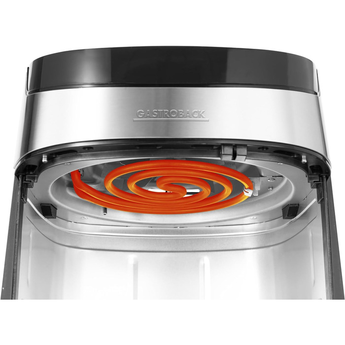 GASTROBACK Design Air Pro XXL аерофритюрниця 6,5 л, 8 програм, сенсорне управління, сріблясто-чорна
