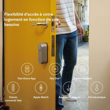 Yale Linus Smart Lock L2 срібний — розумний дверний замок із віддаленим керуванням, безключовий доступ, мобільний додаток, DIY-установка