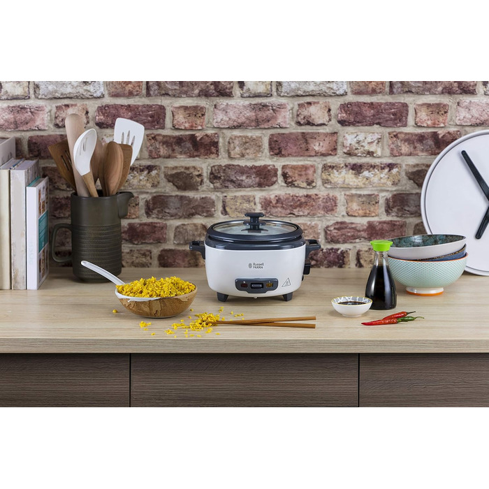 Рисварка електрична Russell Hobbs Mini 0.8л біла: для рису, кіноа, кускусу
