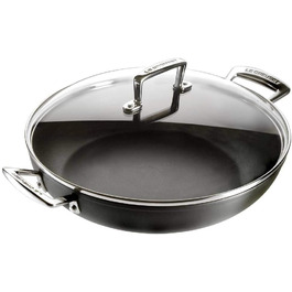 Пан з антипригарним покриттям Le Creuset, Ø 30 см, з кришкою, для всіх типів плит (в т.ч. індукційних), алюміній, сірий/срібний