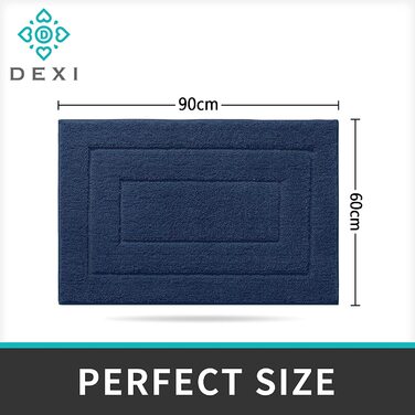 Килимок для ванної DEXI 60x90 см, водопоглинаючий, нековзкий, м'який, машинне прання, для душу, ванни та туалету, темно-синій