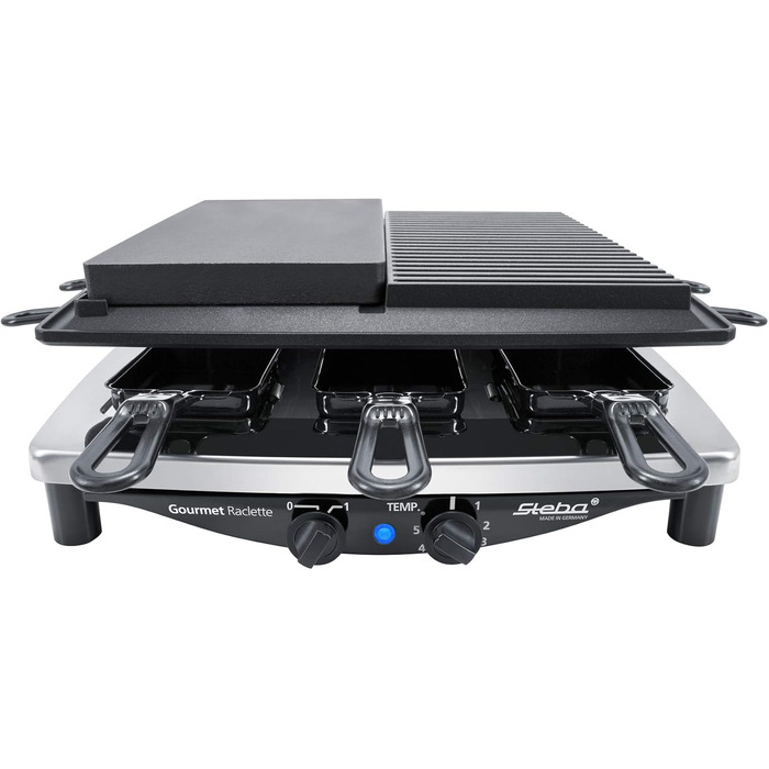 Мультигриль 3в1 Steba RC 4 plus deluxe: раклет, гриль та гарячий камінь, 1.5 кВт, нержавіюча сталь/чорний