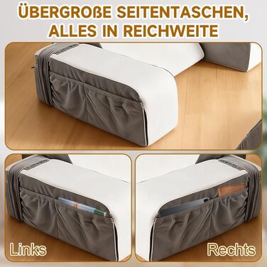 Подушка для читання з підголівником та підлокітниками, Memory Foam, для ліжка та дивана, зручна спинка для дорослих