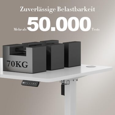 Airfish електричний стіл з регулюванням висоти 100x60 см, з USB-роз'ємом і пам'яттю, білий