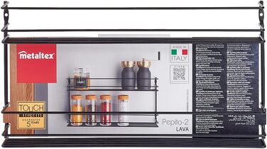Полиця для спецій Metaltex Pepito-2 Lava, 2 яруси, 36x8x18 см, металева, настінна