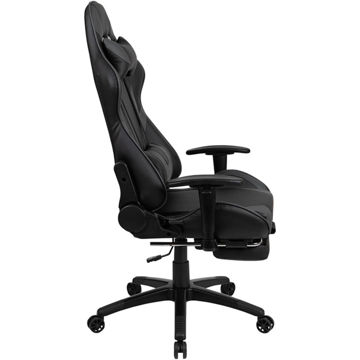 Ігрове крісло Flash Furniture X30, ергономічне, з повністю регульованою спинкою та висувною підставкою для ніг, LeatherSoft, сіре, стиль автоспорт, 1 шт.