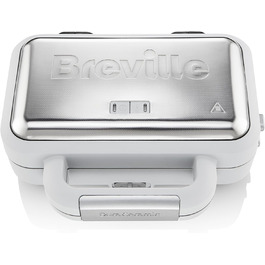 Сендвічниця Breville DuraCeramic для 2 тостів з глибокими пластинами, регульована температура, біла