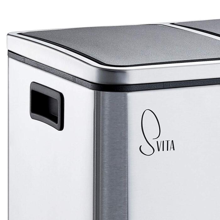 Сортувальний смітник SVITA TM2X15, 30 л, з двома відсіками, для кухні, з внутрішніми контейнерами, м'яке закриття, порошкове покриття, сірий, сталь