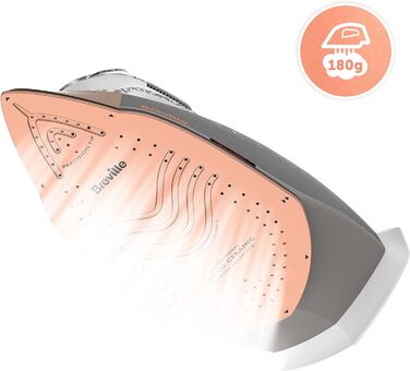 Парова праска Breville DiamondXpress 2800 Вт з багатонаправленою діамантово-керамічною підошвою, резервуаром для води 400 мл, біло-рожева [VIN420X]