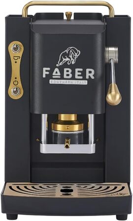 Кавомашина FABER Deluxe 3.0 ESE 44мм, чорна: професійна кавоварка з електроклапаном, скляним резервуаром 1л та латунним пресом для кавових таблеток