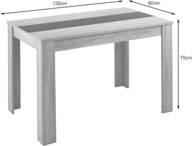 Обідній стіл byLIVING NORI 120×80 см, кухня, світло-коричневий, дуб сонома, реверсивна стільниця (чорна або біла)