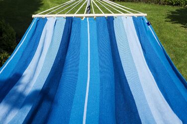 Гамак Potenza Outdoor з підставкою для 2 осіб XXL (220x160 см), витримує до 200 кг, стійкий до погодних умов (синій, чорна рама)