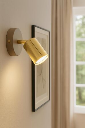 Потоховий світильник-спот Beige, поворотна LED люстра з металу (золота), GU10 для кухні, вітальні та передпокою, сучасний дизайн, 1 лампа