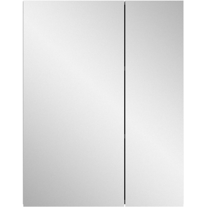 Дзеркальна шафа xonox.home Vira X2LA9772 для ванної, біла, меламін, 60x77x18 см, з великою дзеркальною поверхнею, 2 дверцята