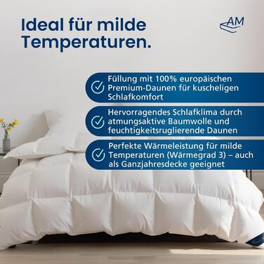 Пухова ковдра DormiGood 135x200 см - цілорічна, німецька якість, 100% пух, дихаюча, сертифікат Oeko-Tex