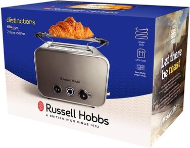 Тостер Russell Hobbs Distinctions Titanium (2 відділення) - нержавіюча сталь, 6 режимів, розморожування, підігрів, підйом тостів
