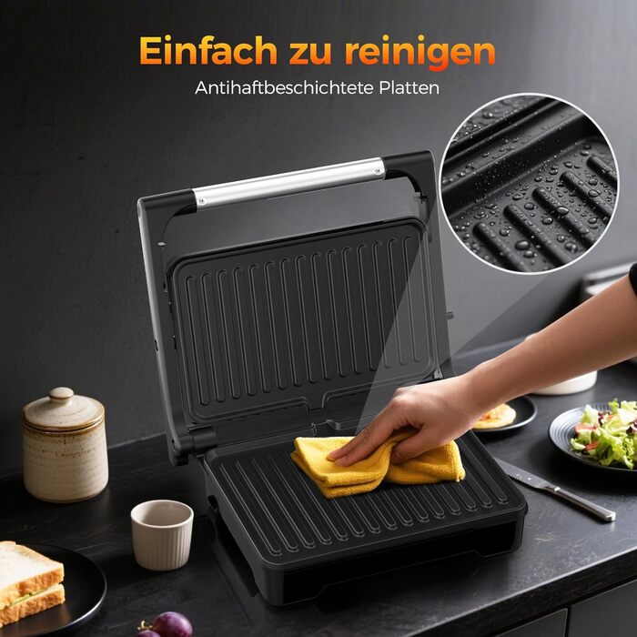 Sandwichmaker YASHE 1500W з антипригарним покриттям XXL, автоматичне регулювання температури, для 2 тостів