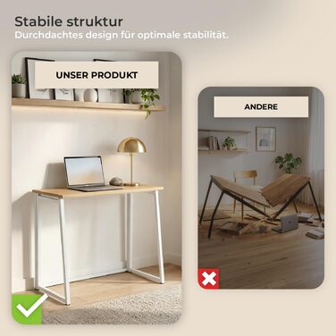 Складаний комп'ютерний стіл MEUBLE Cosy для ноутбука та ПК, компактний робочий стіл для офісу та дому, колір дуб + білий