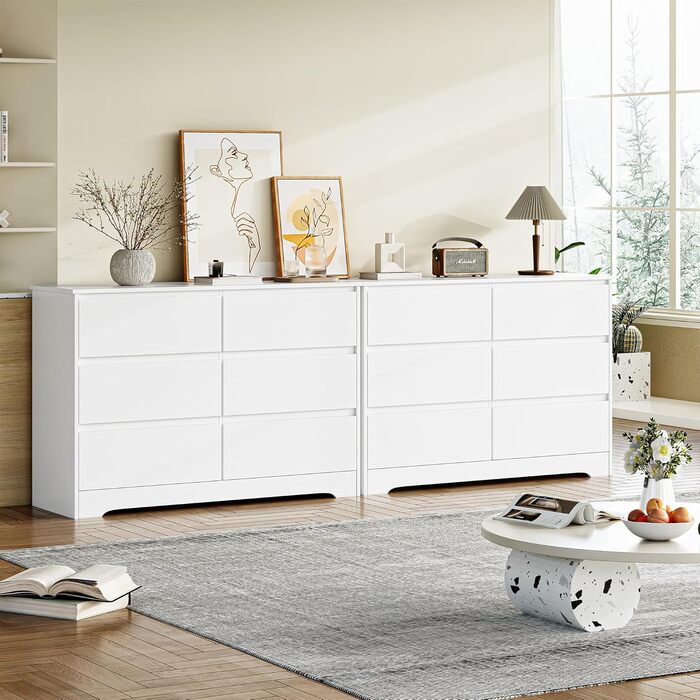 Комод FOREHILL 120 см з 6 шухлядами, білий, для спальні, вітальні, передпокою, 120x40x82 см