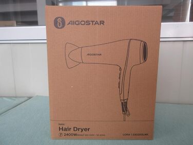 Фен для волосся Aigostar Lora 2400Вт з іонізацією, 3 температурних режими, 2 швидкості, чорний