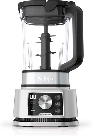 Блендер Ninja Foodi Power Nutri Mixer 3-в-1, 1200 Вт, автоматичні програми, для смузі, густих намазок і заморожених напоїв, 2,1 л глечик, 700 мл стакан і 400 мл чаша з Power-мішалкою, сріблястий, CB350EU
