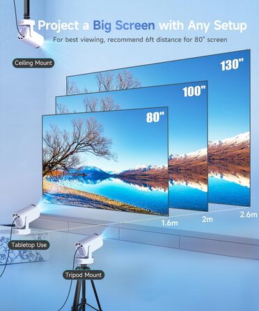 Smart-проектор Magcubic Mini Beamer 4K FHD 1080P, портативний міні-проектор для дому з WiFi 6, Bluetooth 5.4, автокоррекцією трапеції, поворотом на 180° та динаміком 5 Вт