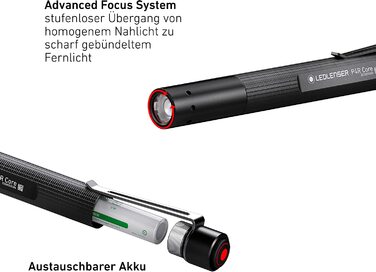 Ліхтарик Ledlenser P4R Core, LED, 200 люмен, акумуляторний, фокусування, 3 режими, 95 м, USB, кліпса, ручка