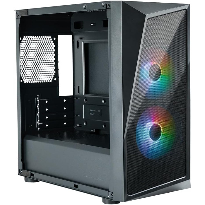 Корпус для ПК Cooler Master CMP 320 Mini-Tower, чорний, Micro-ATX, скляна бічна панель, 2x 120 мм ARGB вентилятори, підтримка різних компонентів, з кришкою для блоку живлення