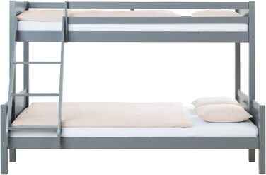 Дитяче двоярусне ліжко Homestyle4u 1898 для 2 дітей 90x200 і 140x200, біле, дерев'яний каркас з сосни, з ламелями, без матраца