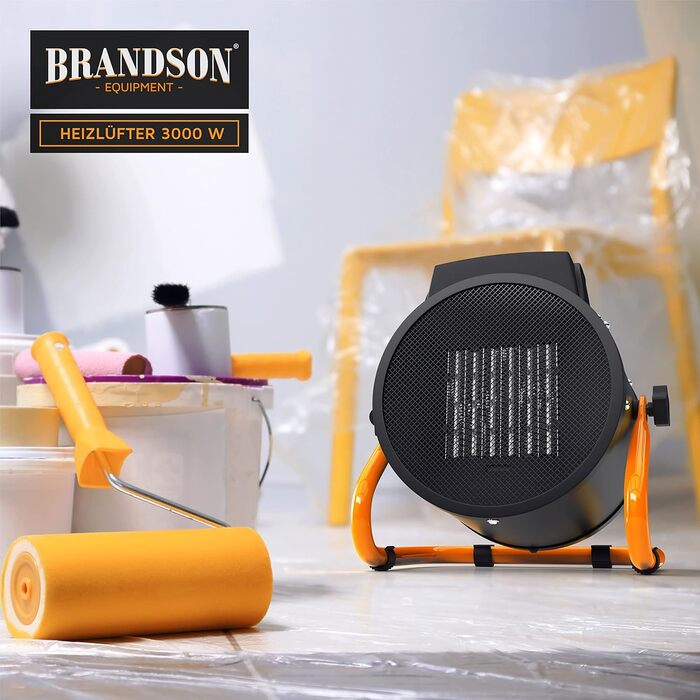 Керамічний електрообігрівач Brandson 3000 Вт з турбовентилятором, захистом від перегріву, для будівництва, дому, гаража та майстерні, сушарка повітря