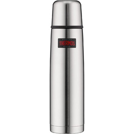 Термос для напоїв THERMOS Light & Compact 1 л, нержавіюча сталь, червоний, ізольована пляшка з чашкою, зберігає тепло до 12 годин, холод до 24 годин, герметичний, BPA-free, можна мити в посудомийці