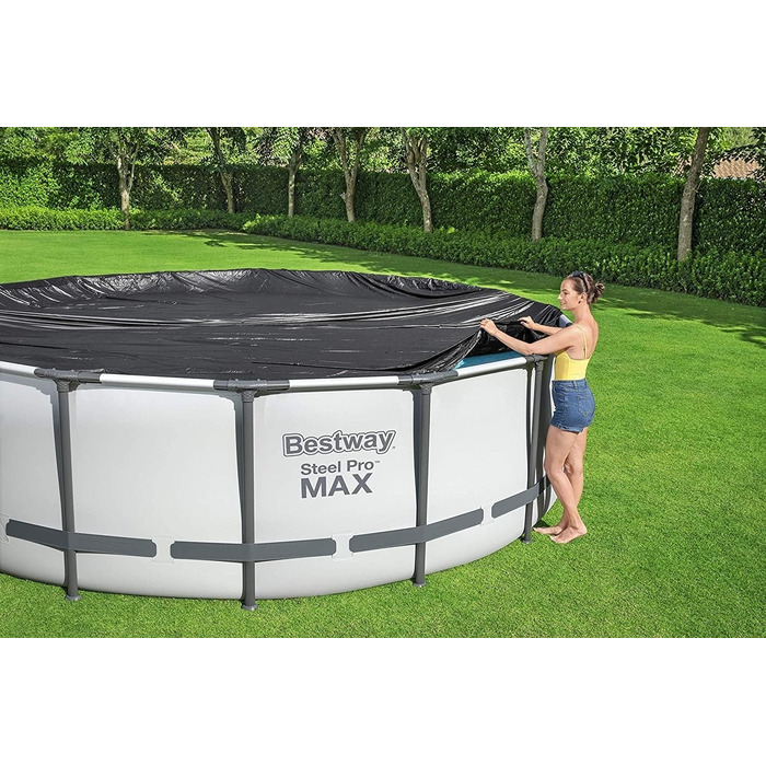 Покривало захисне для басейнів Bestway Flowclear PVC (кругле) для Steel Pro Max та Hydrium Splasher, Ø 460 см, сіре