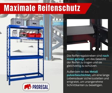 Стелаж для шин PROREGAL Tiger XL: 200x180x45 см, 300 кг навантаження, до 205/55 R16, для майстерні, складу, підвалу (12 шин + 2 полиці, блакитний)