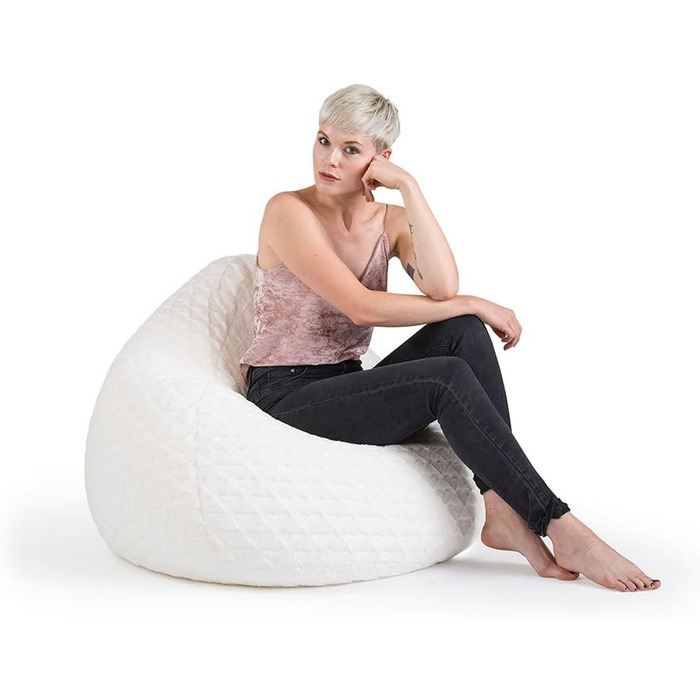 Крісло-мішок Sitting Point FLUFFY HEARTS XL 220 л, білий, 110x90 см
