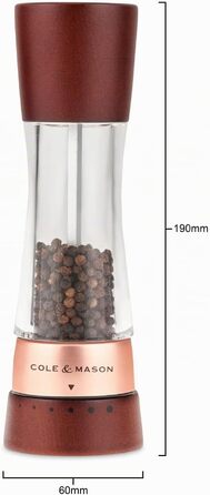 Набір ручних млинків для солі та перцю Cole & Mason Derwent Precision+, сталь/акрил, 190 мм, колір Gunmetal Grey