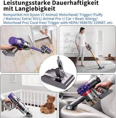 AIMAX акумулятор 4600 мА·год для Dyson V7, сумісний з Animal, Motorhead, Trigger, SV11, Fluffy, Mattress Extra, ручний пилосос, 21.6В, заміна батареї