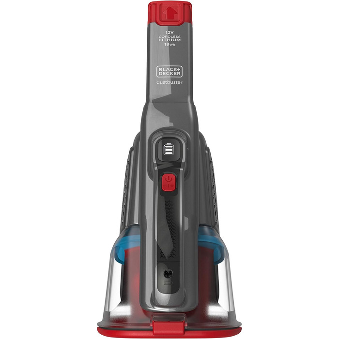 Пилосос ручний акумуляторний BLACK+DECKER Lithium Dustbuster BHHV315J, 12 В, 20 AW, циклонний, безмішковий, з висувною щілинною насадкою, титан/червоний, 500 мл