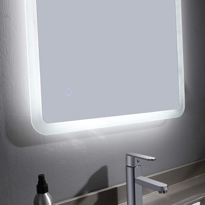Великий LED-дзеркало для ванної кімнати Badspiegel 120x70 см з підсвічуванням, сенсорне управління, антизапар, регулювання яскравості, для ванної/вітальні, біле світло