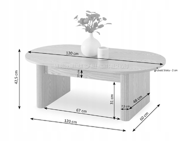 Журкавий стіл Mebel-Partner овальний, 120 x 60 x 42,5 см, колір дуб