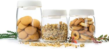 Sendez 3 вакуумних скляних контейнера з помпою для зберігання продуктів