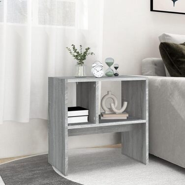 Журнальний стіл vidaXL сірий Sonoma 50x30x50 см, деревостружкова плита, відкриті полиці, для вітальні, приставний, консольний, кавовий стіл