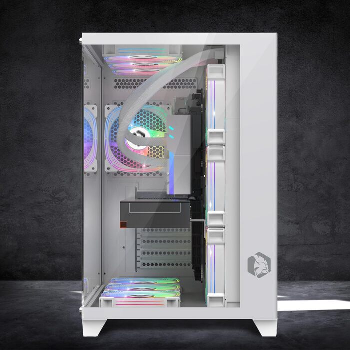 Ігровий корпус для ПК EMPIRE GAMING CL-242 (2024), ARGB, Mid Tower, ATX/Micro-ATX/ITX, 7 вентиляторів 120 мм, 5V LED, MB Sync, білий
