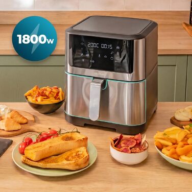 Аерофритюрниця Cecotec Cecofry Advance 9000 Window з подвійним кошиком 9л (2x4.5л), 2200 Вт, сенсорне керування, вікно перегляду та підсвіткою, 8 програм, нержавіюча сталь
