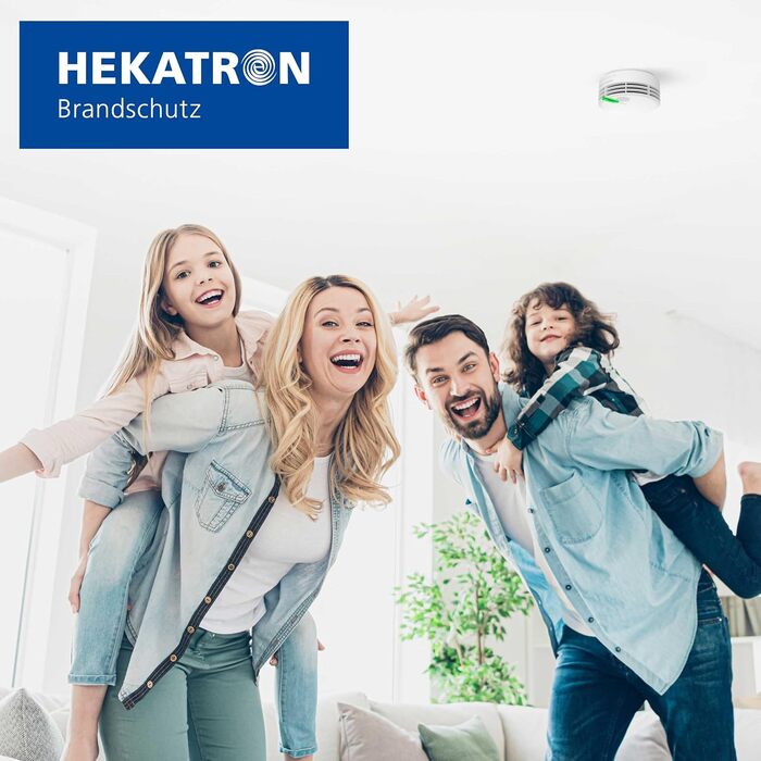 Hekatron Genius Plus: Детектор диму з 10-річним терміном служби батареї, переможець Stiftung Warentest, Made in Germany, з клейкою підкладкою, з підтримкою додатку, багатомовний, 1 шт. (радіодетектор диму з радіомодулем)