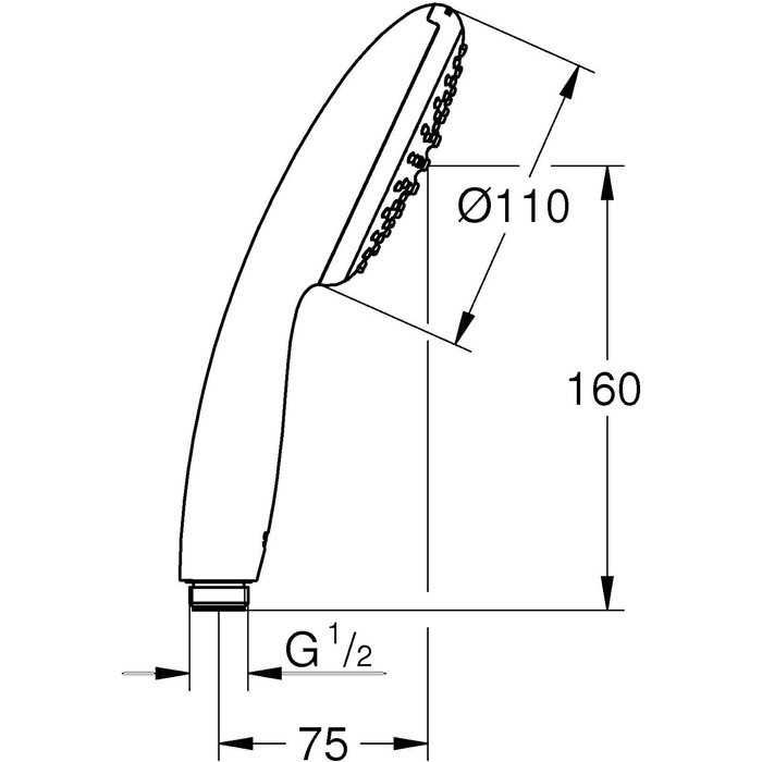 Душовий набір GROHE Vitalio 110: ручна лійка з шлангом 1,5м, економна (8 л/хв), універсальне підключення, хром, 26720001