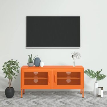 vidaXL ТБ тумба з 2 ґратчастими дверцятами, сталева, антрацит, 105x35x50 см – низький комод, телевізійна тумба, меблі для вітальні