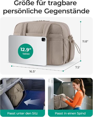 Спортивна сумка-даффл BAGSMART Puffer на 24л для подорожей та тренувань, жіноча сумка-вікенд (колір: верблюжий, розмір S)