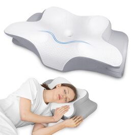 Подушка для шиї та голови HOMCA з Memory Foam, ергономічна, 3D охолодження, 62x41x11/13 см, сіра