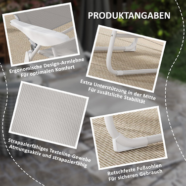 Outsunny Sun Lounger Складний садовий шезлонг з подушкою, шезлонг з регульованою спинкою в 4 напрямках, стійкий до погодних умов шезлонг для кемпінгу, садове крісло навантаження до 120 кг, для саду на відкритому пляжі світло-сірий